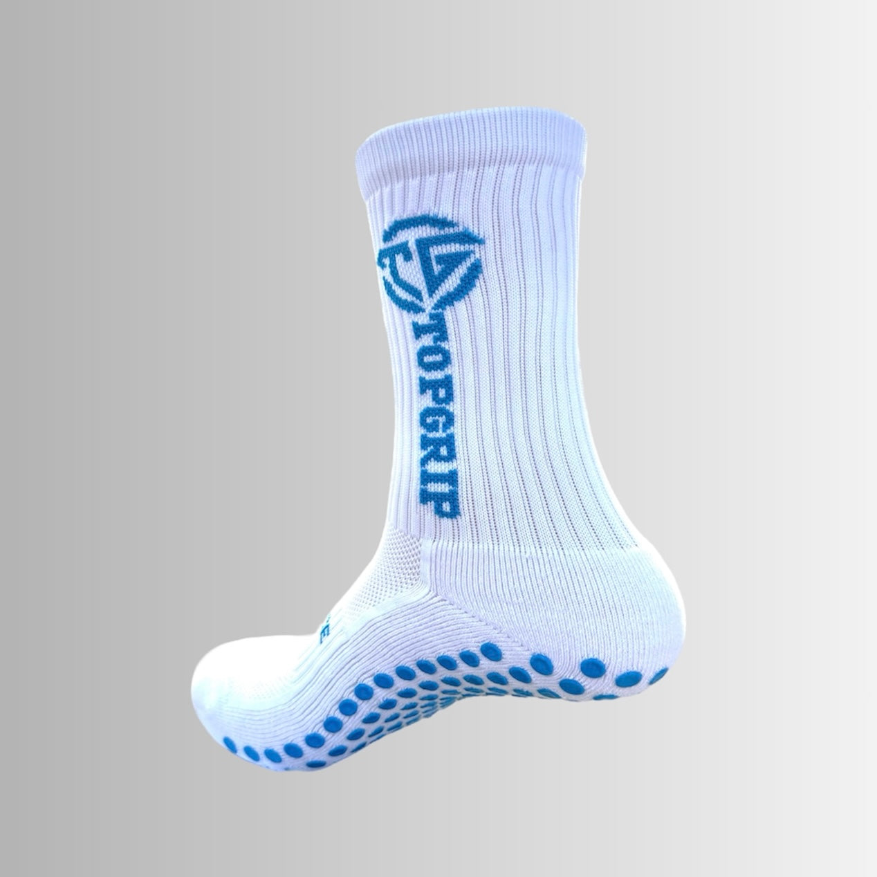 Football Grip Socks White Blue Side