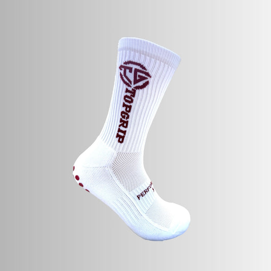 Football Grip Socks White Red